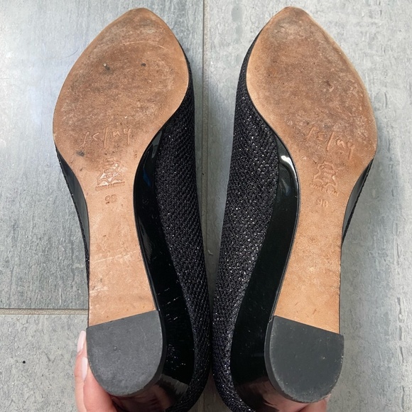 FS/NY French Sole New York Point Toe Wedge Pumps Heels Black Sparkle Size 9 - Picture 6 of 8